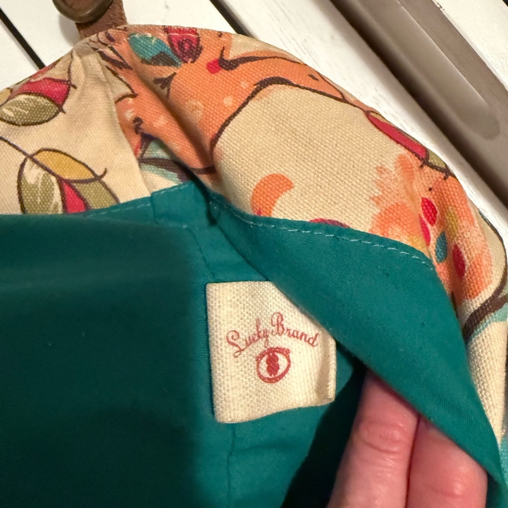 Lucky Brand Large Canvas Floral Bird Butterfly Hobo Bag - Picture 10 of 12